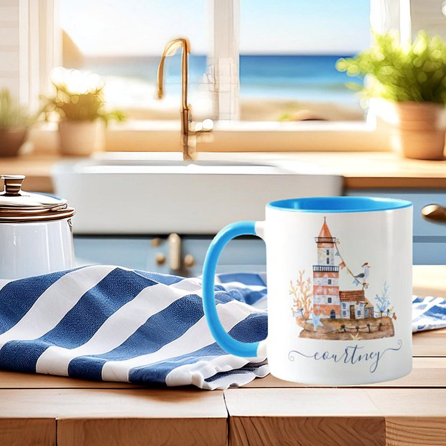 Mug Phare personnalisé à l'aquarelle (Créateur téléchargé)