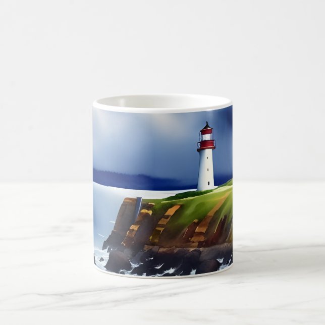 Mug Phare sur les falaises Aquarelle (Centre)