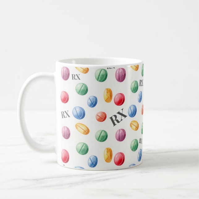 Mug Pharmacien Pills Aquarelle Symbole RX (Gauche)