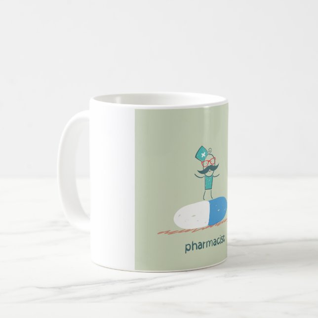 Mug Pharmacien sur un comprimé (Devant gauche)