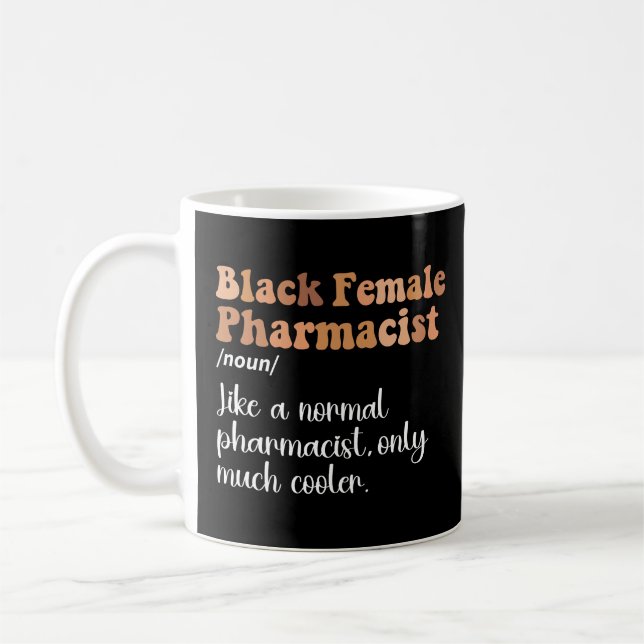 Mug Pharmacienne noire Définition drôle (Gauche)
