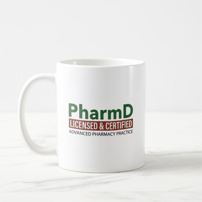 Mug PharmD Titulaire d'une licence et certifié (Gauche)
