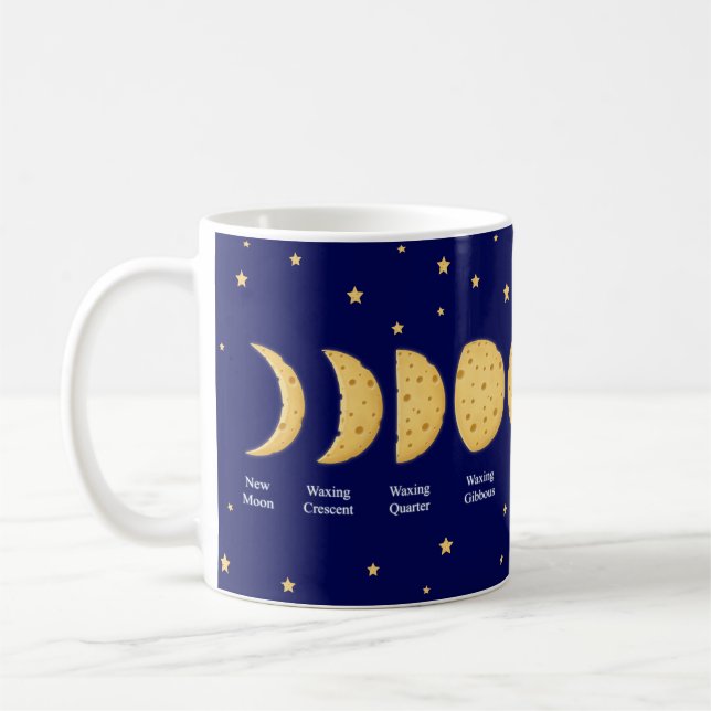 Mug Phases de la Lune avec étoiles Fromage Tableau lun (Gauche)