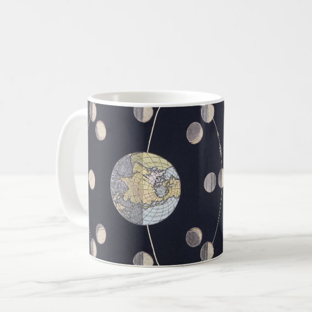 Mug Phases de la Lune avec Terre et Soleil, Astronomie (Devant gauche)