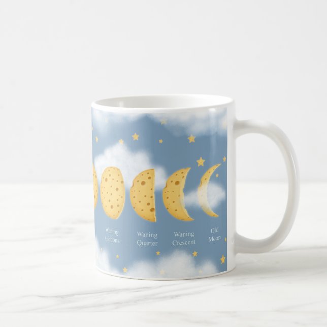 Mug Phases de la Lune de fromage Gris Ciel lunaire Gra (Droite)