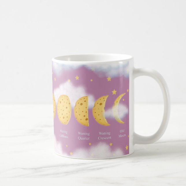 Mug Phases de la lune de fromage rose ciel lunaire gra (Droite)