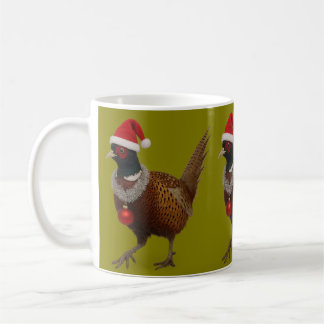 Mug Pheasant looking festive Christmas card