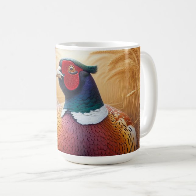 Mug Pheasant reposant dans un champ de blé d'or (Devant droit)