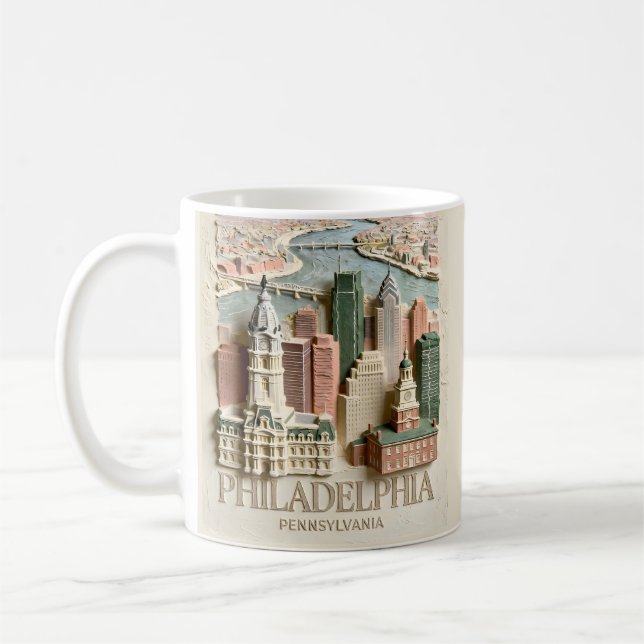 Mug Philadelphia Skyline Modern Textured Cityscape (Gauche)