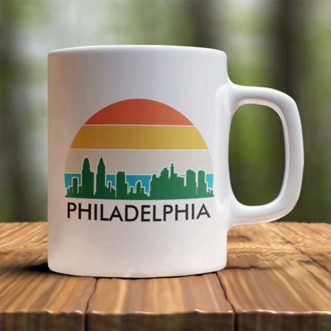 Mug Philadelphie Vintage City Sunset (Philadelphia Retro Sunset Coffee Mug)