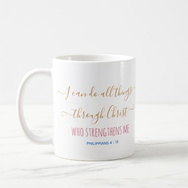 Mug Philipiens 4 : 13 Nouveau Testament Citation chrét (Gauche)