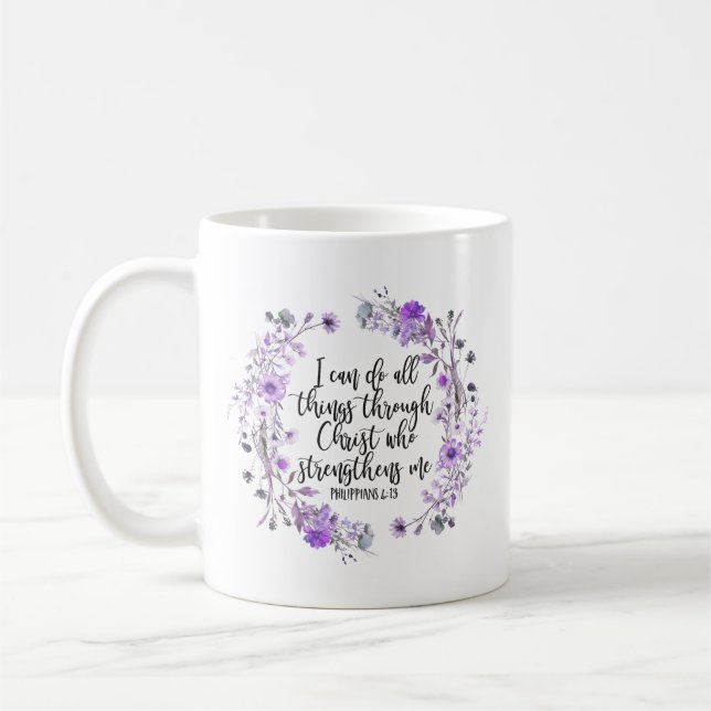 Mug Philippiens 4:13 Bible Écriture Purple Lavande (Gauche)