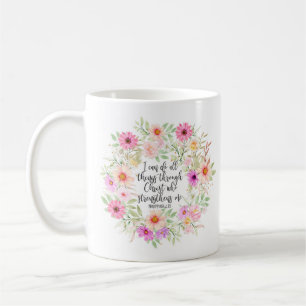 Mug Philippiens 4:13 Bible Scripture Verse Floral