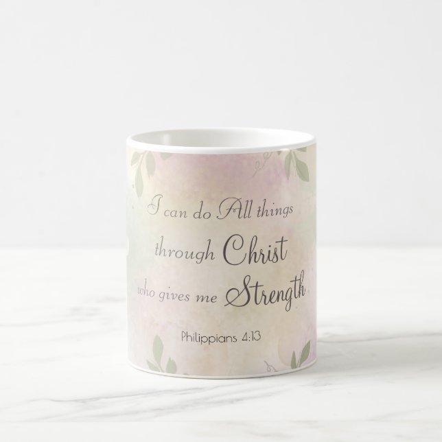 Mug Philippiens 4:13 Je Peux Faire Tout Rose Floral (Centre)