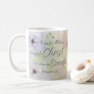 Mug Philippiens 4:13 La Bible Religieuse Verse Floral