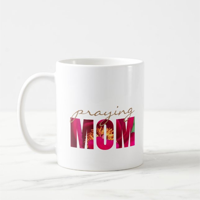 Mug Philippiens 4:13 Prier Maman Personnalisé Rose Flo (Gauche)