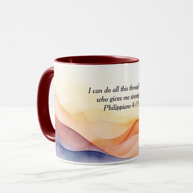 Mug Philippiens 4:13 verset de la Bible chrétienne (Devant gauche)