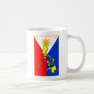Mug Philippines : Une carte du drapeau jaune sur la bl
