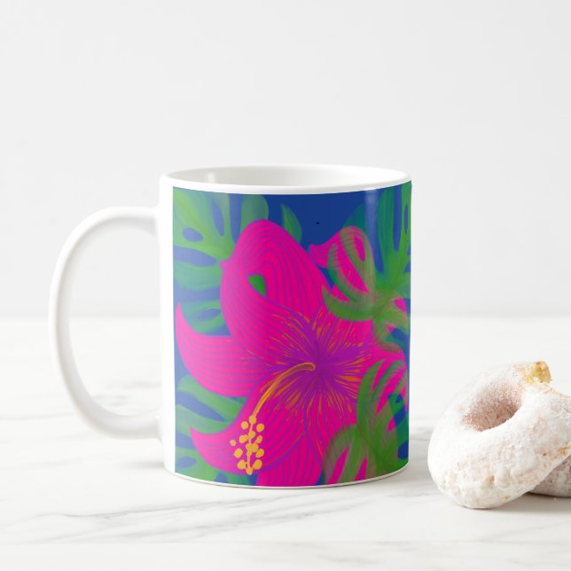 Mug Philodendron Hibiscus Tropical Tropical  (Avec donut)