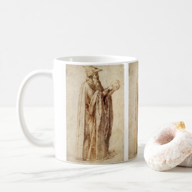 Mug Philosophe grec avec crâne humain par Michelangelo (Avec donut)