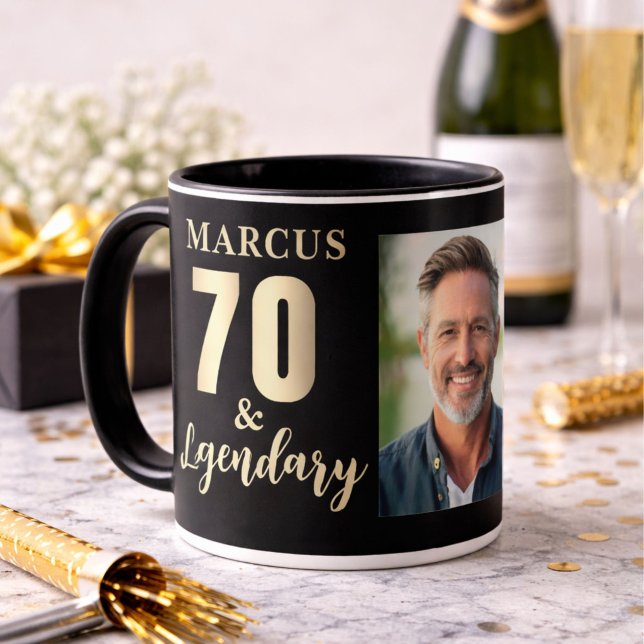Mug Photo 70 ans et légendaire or (Créateur téléchargé)