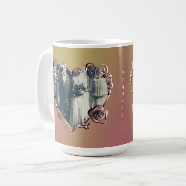 Mug Photo 7e anniversaire du Mariage Rose de la copie (Devant gauche)
