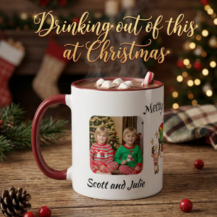 Mug Photo avec cerf de Noël vert personnaliser