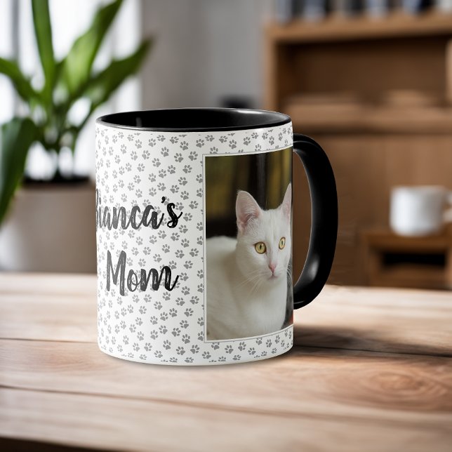 Mug Photo avec Empreinte de Patte de Chat Personna (Paws and Love: Personalized Cat Mom Paw Print Photo Mug 🐱☕)