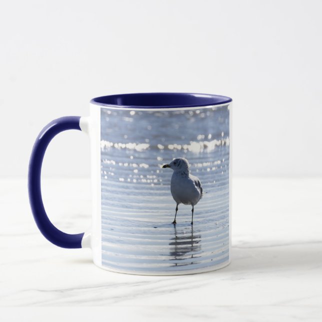 Mug photo avec mouette dans l'océan (Gauche)