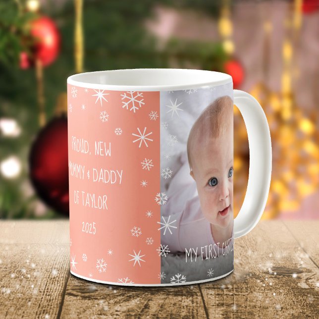 Mug Photo Bébé 1er Noël Nouveau papa papa papa papa Pe (Créateur téléchargé)