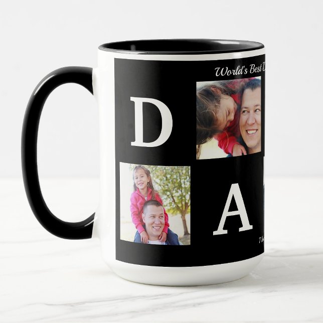Mug Photo BEST DADDY Collage Fête des pères café noir (Créateur téléchargé)