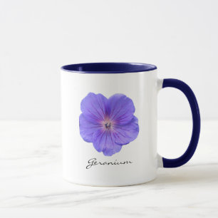 Mug Photo bleue botanique de fleur de géranium avec le