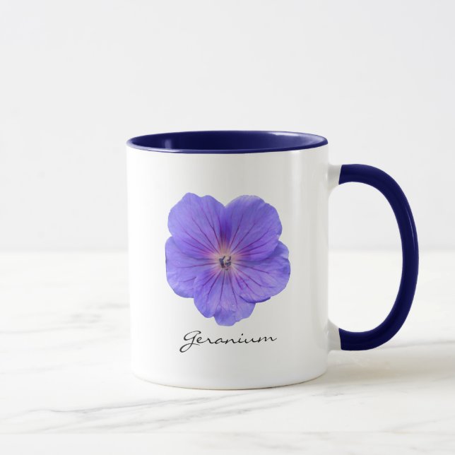 Mug Photo bleue botanique de fleur de géranium avec le (Droite)