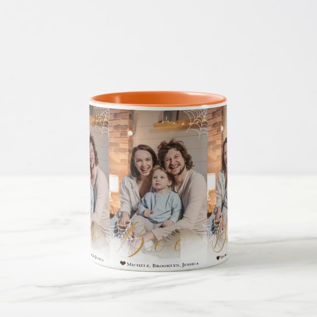 Mug Photo Boo Halloween en toile d'araignée (Centre)
