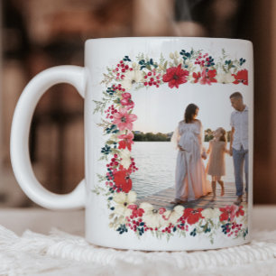 Mug photo botanique de noël floral classique luxuriant