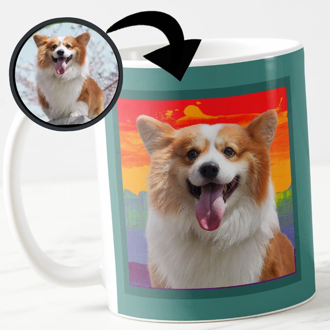 Mug Photo chic moderne chien sur Rainbow Arrière - pla (Créateur téléchargé)