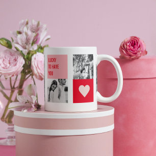 Mug Photo Collage Couple   Cadeau moderne Valentines