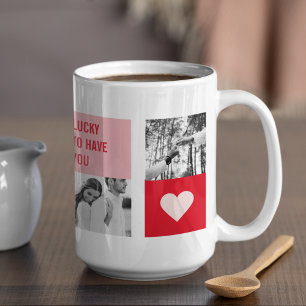 Mug Photo Collage Couple   Cadeau moderne Valentines