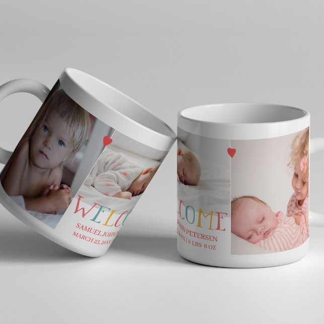 Mug Photo collage famille accueil nouveau-né bébé (Créateur téléchargé)