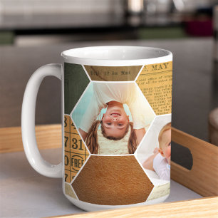 Mug Photo Collage Hexagon   Motif Vintage Quatre image