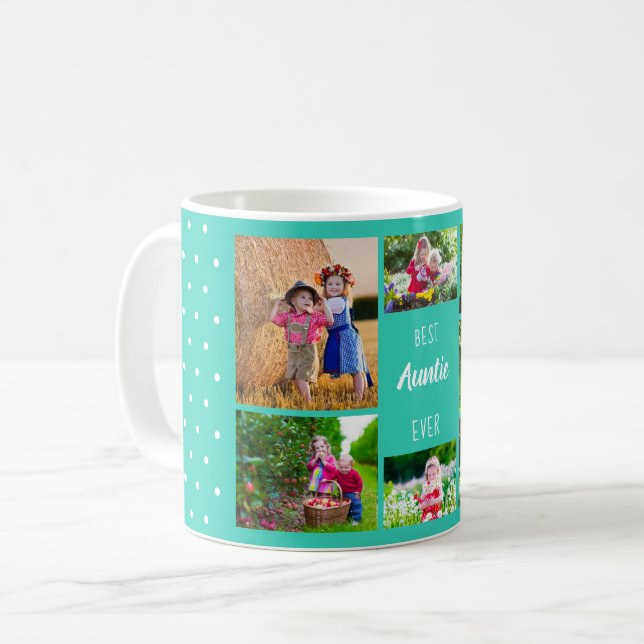 Mug Photo Collage Meilleure fille jamais Turquoise Pol (Devant gauche)