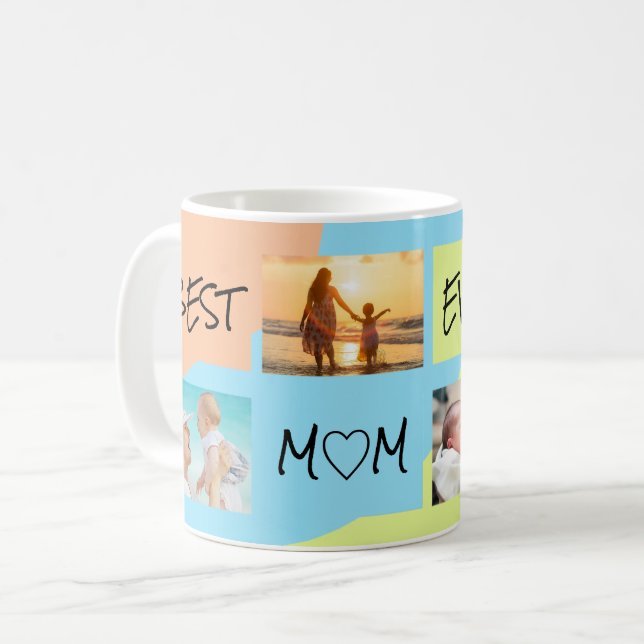 Mug Photo collage Meilleure maman jamais pastel (Devant gauche)