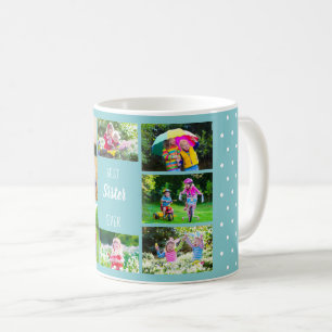 Mug Photo Collage Meilleure Soeur jamais Sky Blue Polk