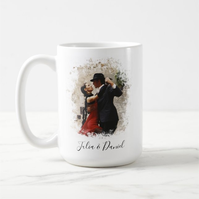 Mug Photo Couple personnalisée Saint Valentin 15 oz (Gauche)