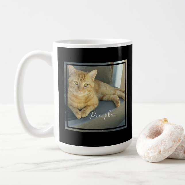 Mug Photo Cute Cat Noir moderne Customisé (Avec donut)