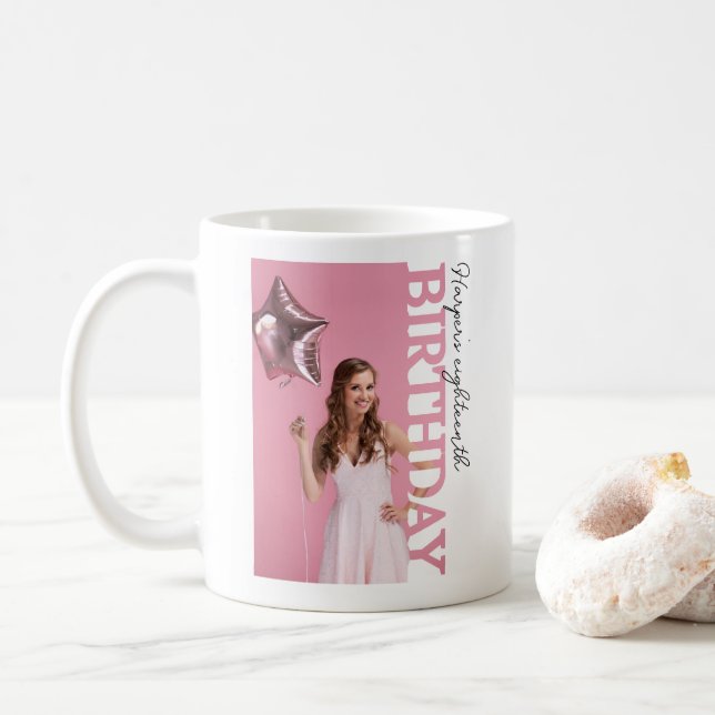 Mug Photo d'anniversaire des 18 ans Fête universitaire (Avec donut)