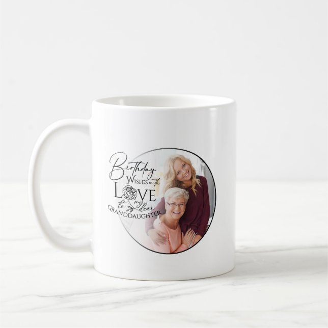 Mug Photo d'anniversaire minimaliste calligraphié pour (Gauche)