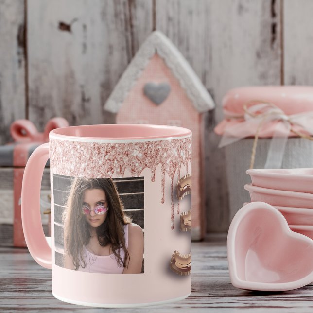Mug photo de 30e anniversaire rose rose or parties sci (Créateur téléchargé)
