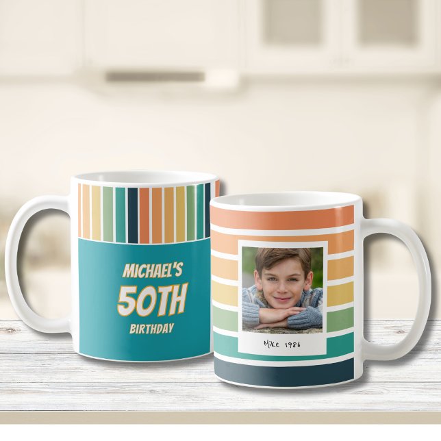 Mug Photo de 50e anniversaire rétro pour lui (Créateur téléchargé)