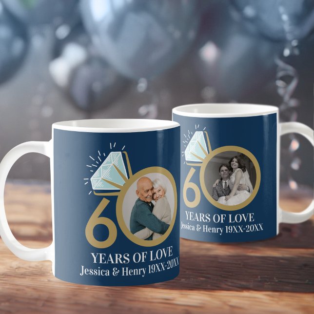 Mug photo de 60e anniversaire de mariage diamant 60 an (Créateur téléchargé)
